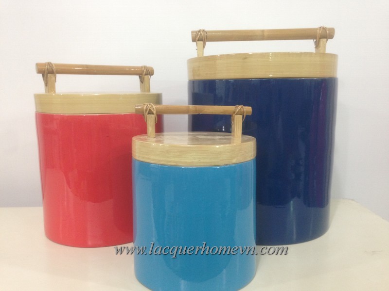 Bamboo lacquer ice bucket, made in Vietnam